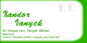 nandor vanyek business card